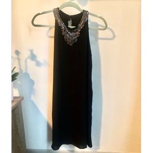 XS Black Shift Dress w/ Neck Beading